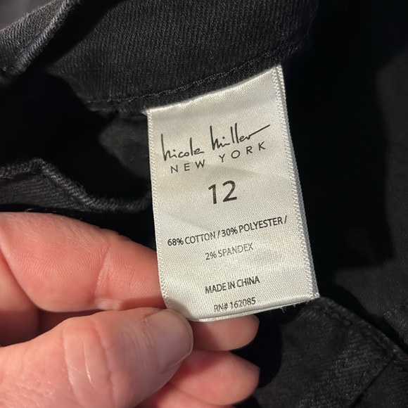 Nicole Miller New York Soho High Rise Black Denim Cargo Pockets Women's Size 12 - Picture 7 of 8
